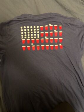 Navy Tee with Red Cup Flag Graphic